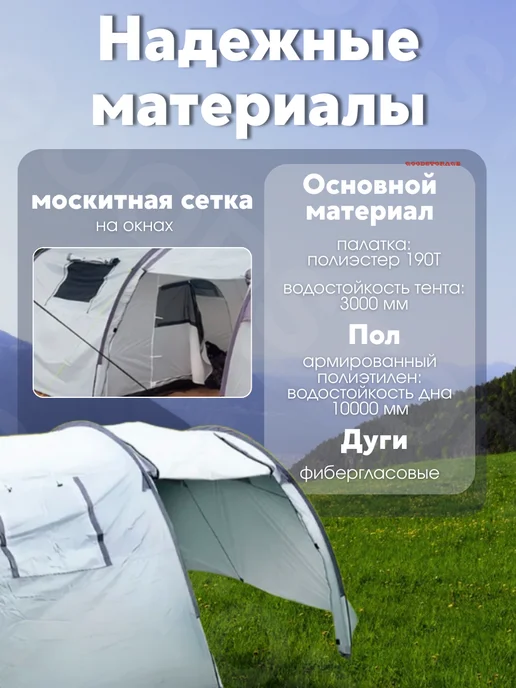 GOODSTORAGE Палатка туристическая 4-местная LANYU LY-1909, серый, фото 4