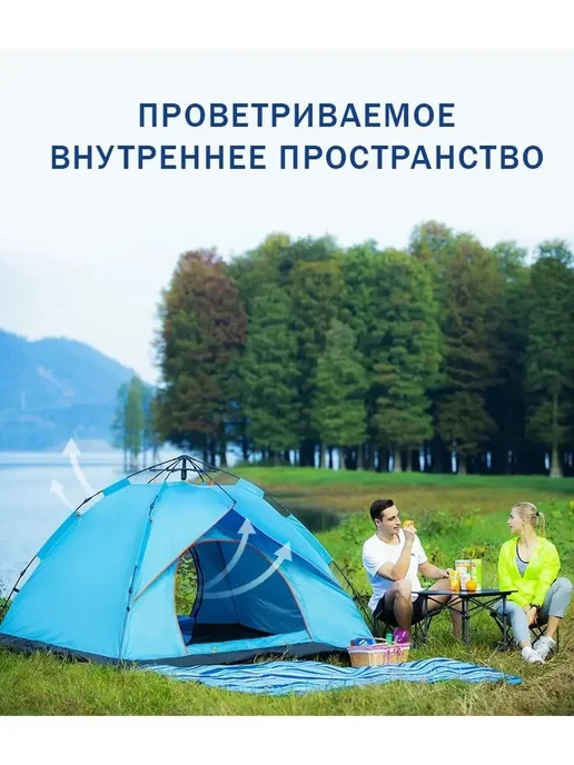 GOODSTORAGE Палатка автоматическая 3-х местная LANYU LY-6004, голубой, фото 3