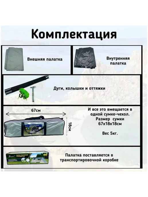 GOODSTORAGE Палатка туристическая 4-местная LANYU LY-1909-3, зеленый, фото 8
