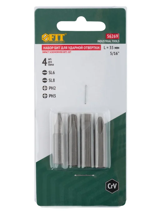 FIT FINCH INDUSTRIAL TOOLS Биты для ударной отвертки CrV, набор 4 шт, 35 мм, 4 шт, фото 8