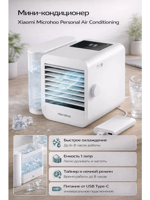 mi and mi Мини-кондиционер Xiaomi Microhoo Personal Air Conditioning, белый