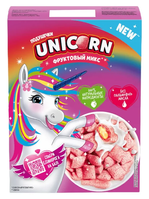 Готовый завтрак Unicorn подушечки микс 200г, 200 г, фото 2