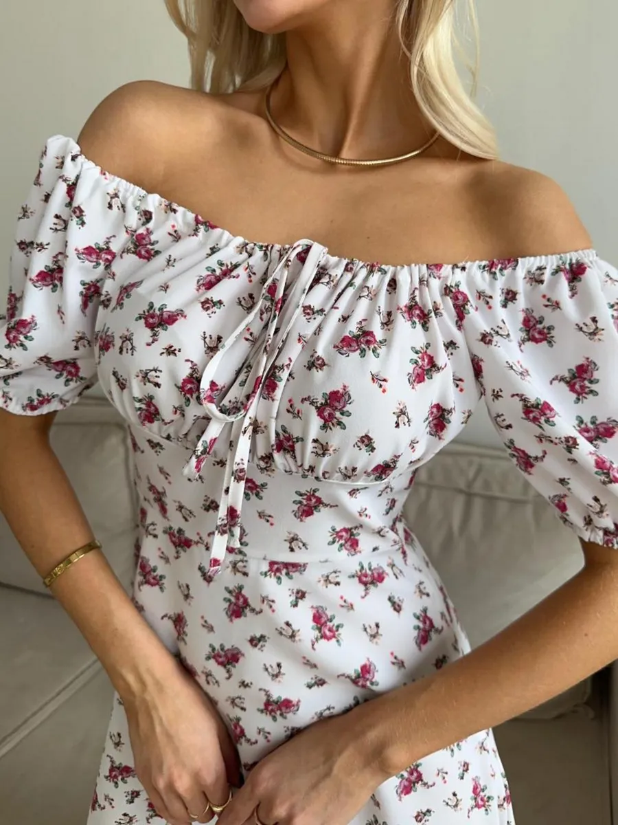 Платье легкое крестьянка короткое