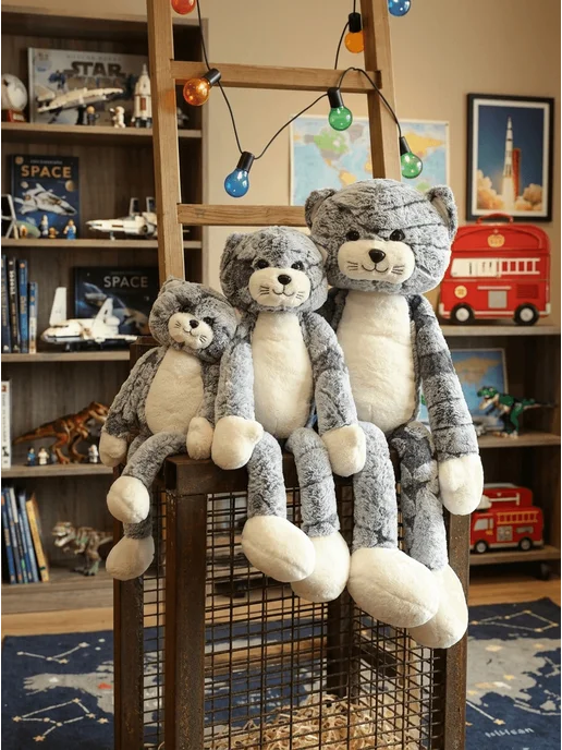 Мягкая игрушка кот длинные лапы 70 см, черный, фото 2