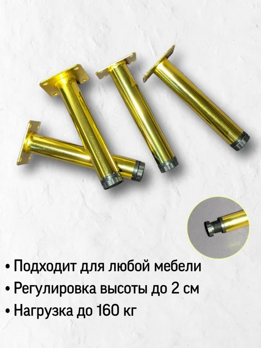 ОпораПрофи Ножки для мебели, опоры мебельные, прямые 120 мм, желтый, фото 3