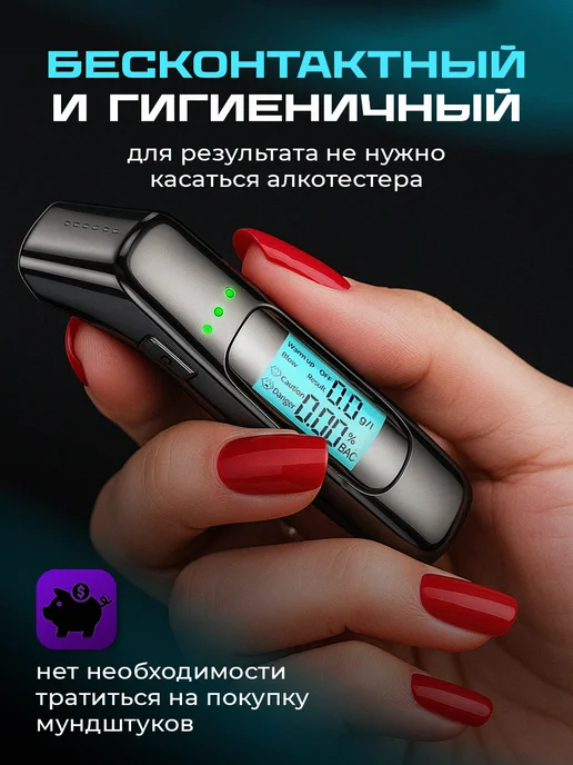 Алкотестер профессиональный цифровой, черный, фото 3