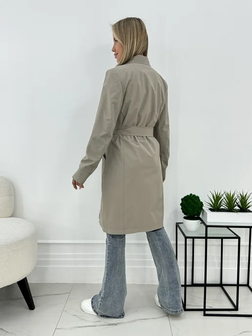 NANA Fashion Плащ тренчкот укороченный, бежевый, фото 4