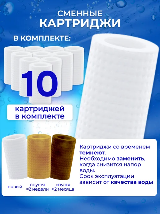 Warm Home Картридж для многоразового фильтра для душа, 10 штук, белый, фото 4