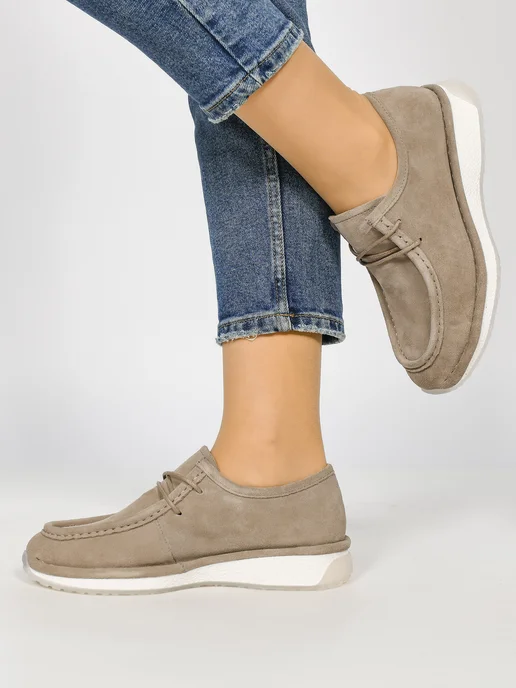Geronea Shoes Мокасины демисезонные натуральная замша, серый, фото 3