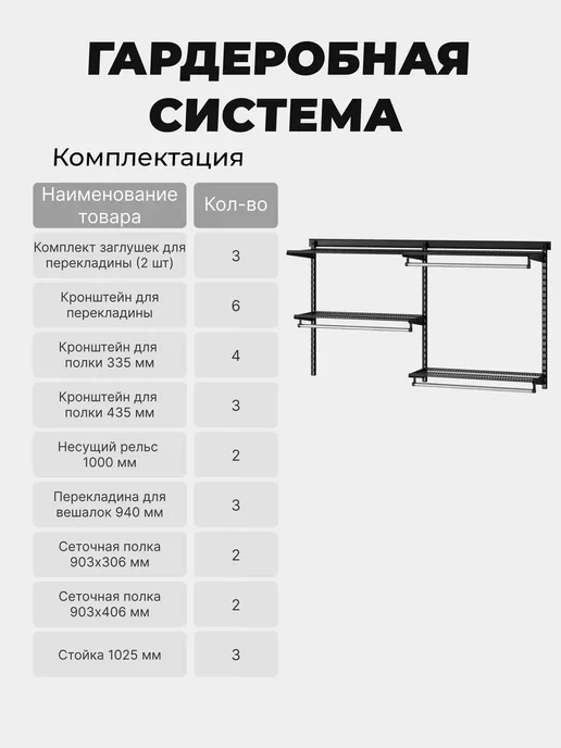 Титан-GS Гардеробная система хранения одежды на 190 см, титан, фото 4