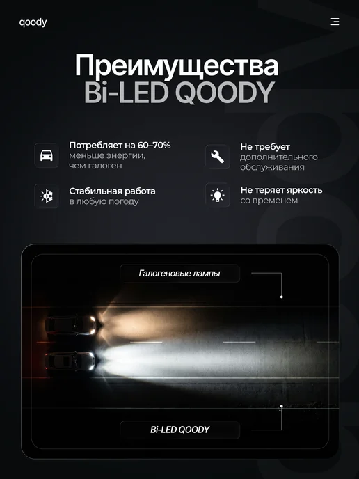qoody би лед линзы 3.0 в фары bi led 12v светодиодные, вариант, фото 5