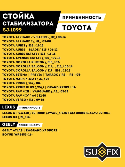SUFIX Передняя Стойка Стабилизатора Тойота Королла Рав 4 Аурис, вариант, фото 3