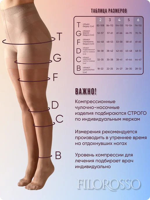FILOROSSO Колготки компрессионные 1 класс LIFT UP 40 ден, бежевый, фото 2