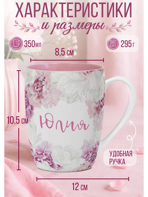 БОНПРЕ Юлия - именная подарочная кружка, розовый, фото 2