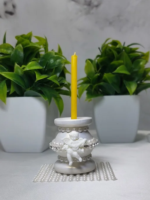 Decor Emiliya Подсвечник для церковных свечей с ангелом для декора 1 шт, 1 шт, фото 2