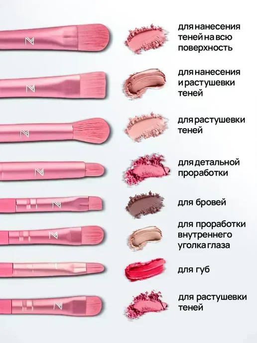 Эльвади Кисти для макияжа набор со спонжами, розовый, фото 4