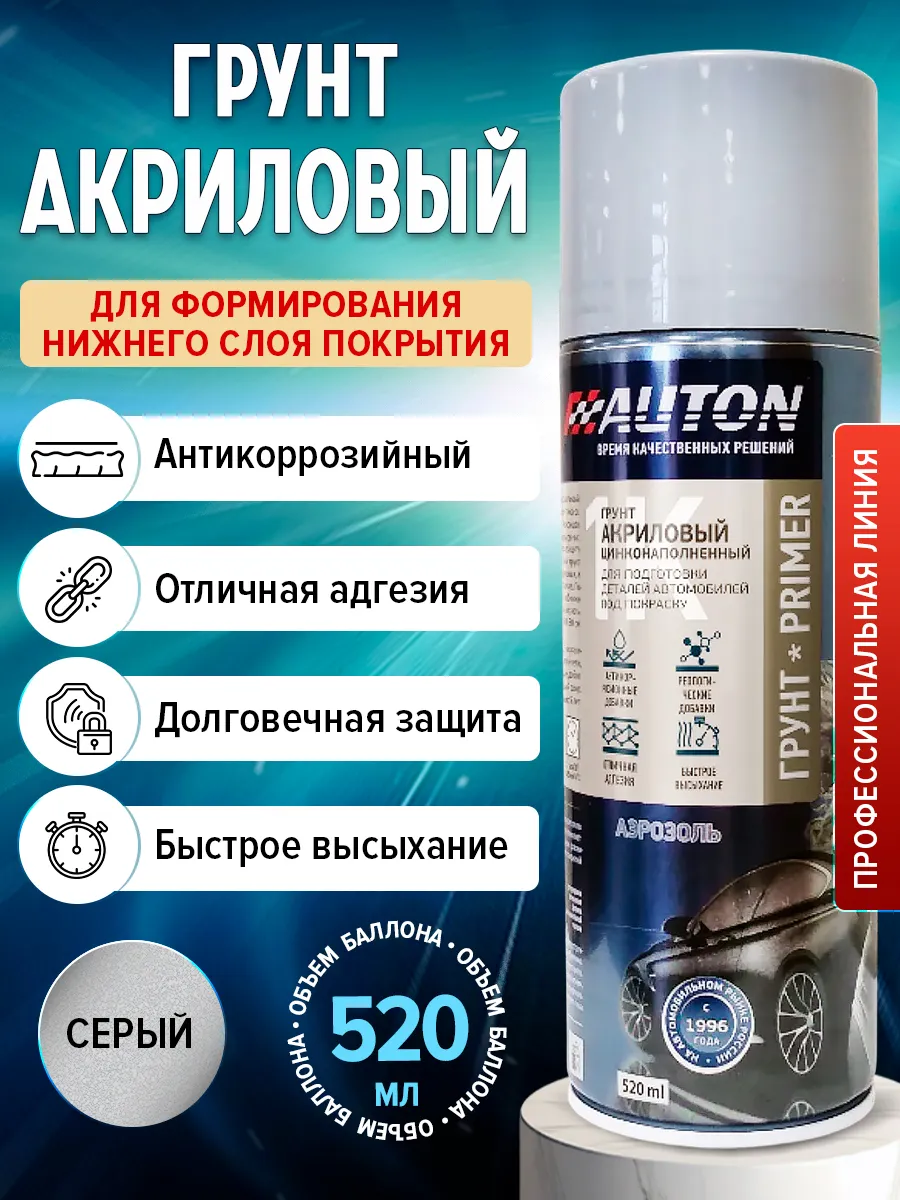 Грунт антикоррозионный акриловый с цинком Серый, 520 мл