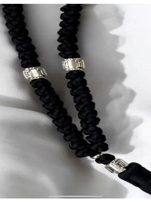 ANGEL STORE Православные четки плетеные с крестом, черный, фото 4