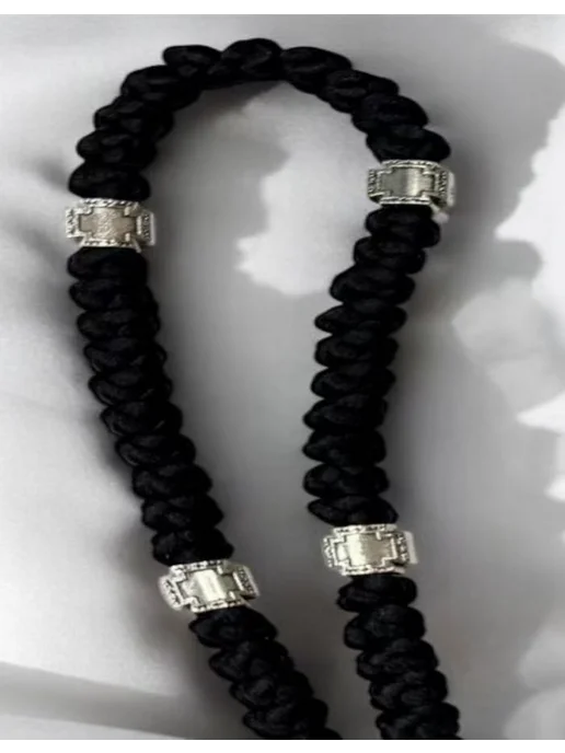 ANGEL STORE Православные четки плетеные с крестом, черный, фото 5