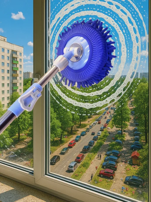LettBrin Насадка для швабры круглые микрофибра для окон 2 шт, 2 шт, фото 5