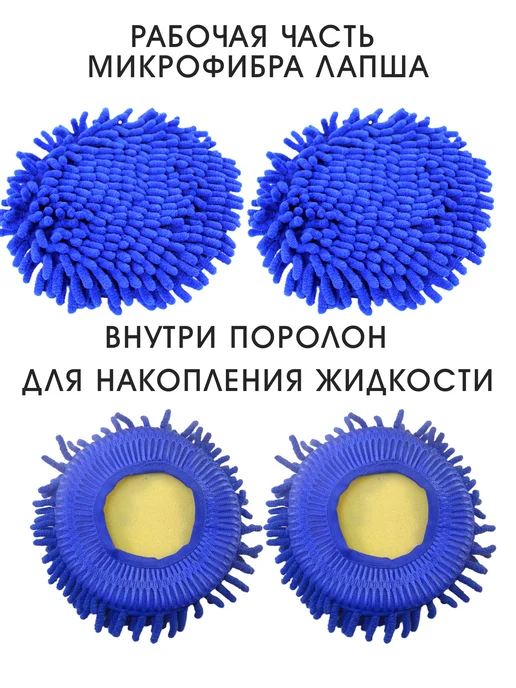 LettBrin Насадка для швабры круглые микрофибра для окон 2 шт, 2 шт, фото 7