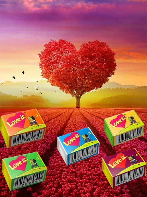 Love Is Жевательная резинка Вишня и Лимон 100шт по 4.2г, 70 шт, фото 4