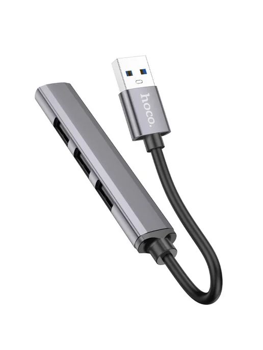 HOCO Переходник хаб на 4 USB, серый, фото 3