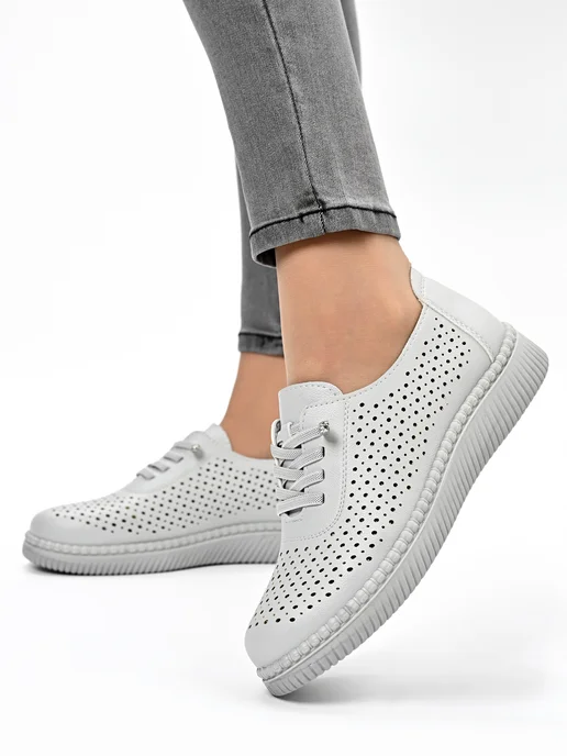 Letsgo Shoes Мокасины кожаные весенние, серый