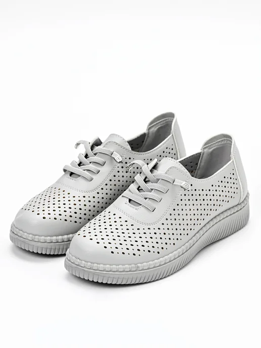 Letsgo Shoes Мокасины кожаные весенние, серый, фото 5