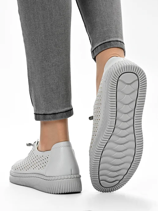 Letsgo Shoes Мокасины кожаные весенние, серый, фото 6