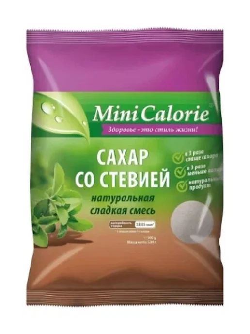 Mini Calorie Сахар со стевией в 3 раза слаще сахара 500 гр, 2 шт, 500 г, 5 шт, фото 2