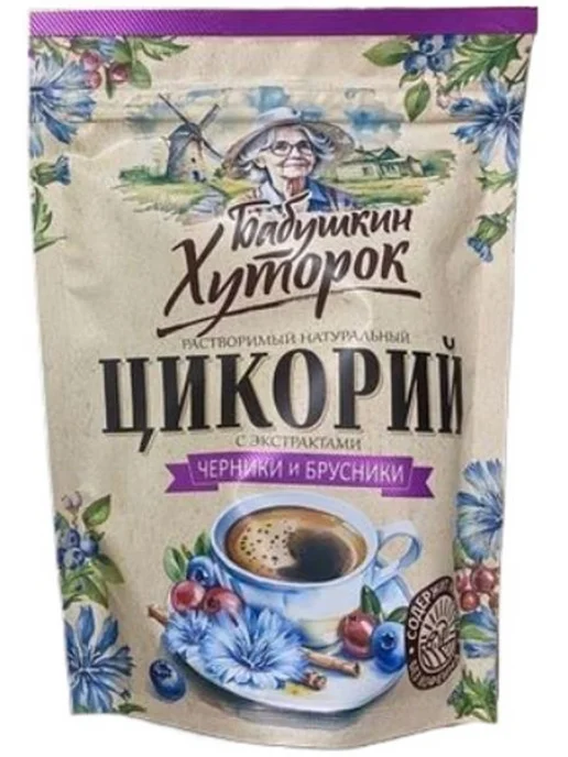 Бабушкин хуторок Цикорий растворимый Черника и Брусника 100 гр, 3 уп, черный, фото 2