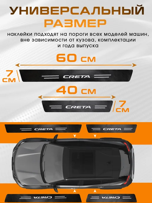 SillProtect Накладки на пороги Hyundai Creta, 4 шт, фото 2
