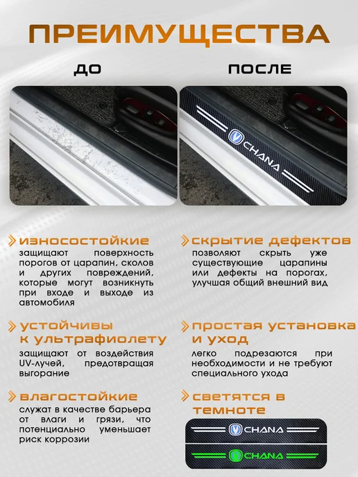 SillProtect Накладки на пороги с подсветкой Changan, 4 шт, фото 3