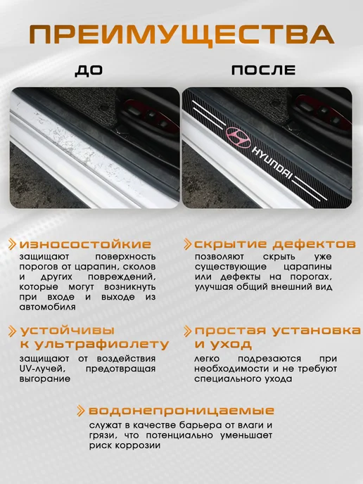 SillProtect Накладки на пороги Hyundai, 4 шт, фото 3