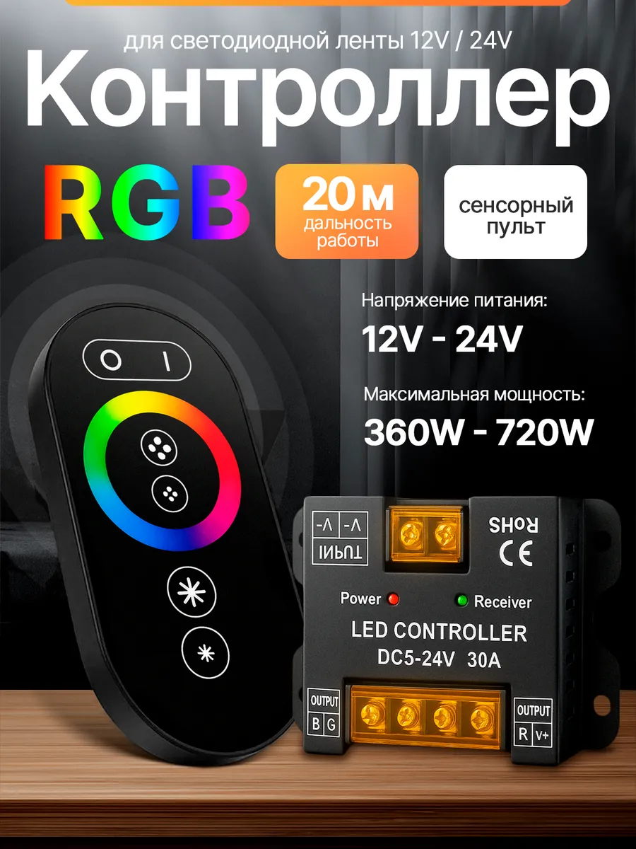 RGB контроллер для светодиодной ленты с пультом