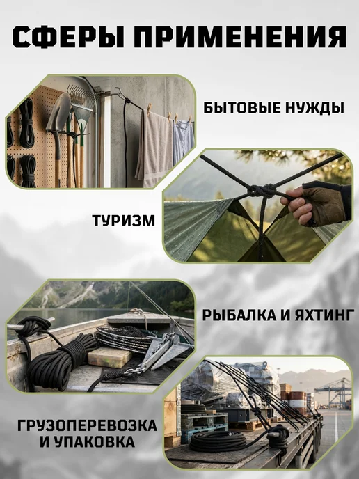 Ламакорд Веревка туристическая 10 мм 10 м хаки, 100 м, фото 3
