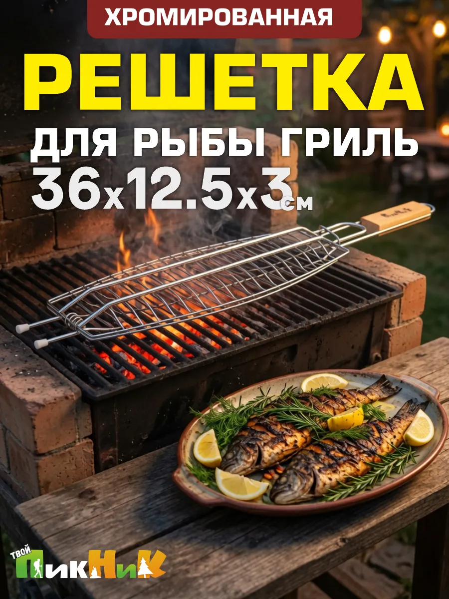 Решетка гриль для рыбы на мангале