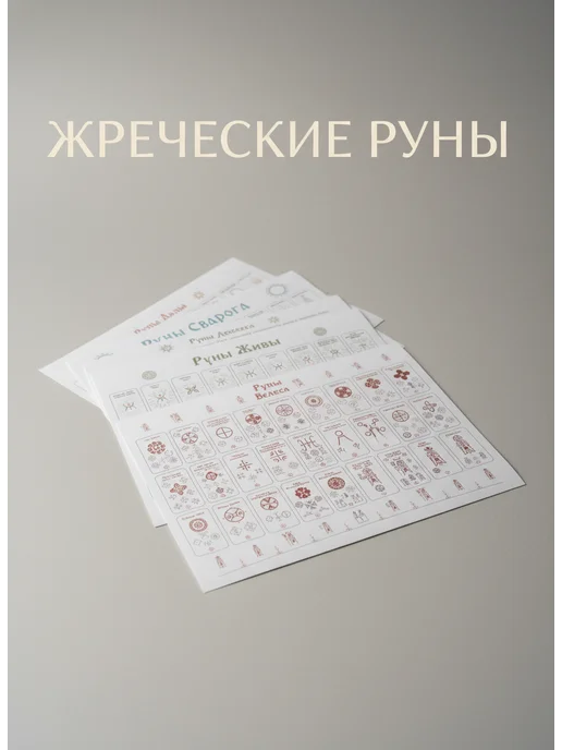 ЯРИЛИНЫ ВЕДЫ Жреческие руны Набор из 6 и видов на листах А4, красный, фото 3