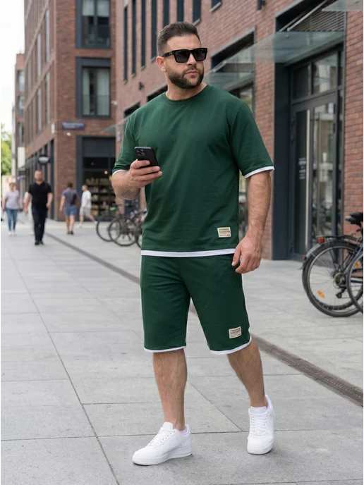 EVERLY WEAR Костюм спортивный летний больших размеров, зеленый, фото 2