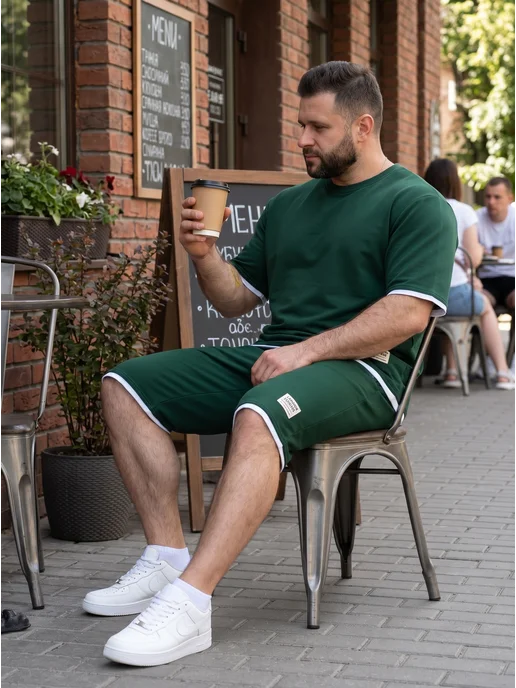 EVERLY WEAR Костюм спортивный летний больших размеров, зеленый, фото 3