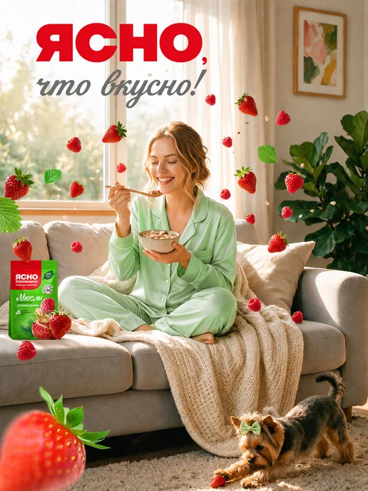 Ясно солнышко Мюсли клубника малина запечённые, 300 г, 300 г, фото 2