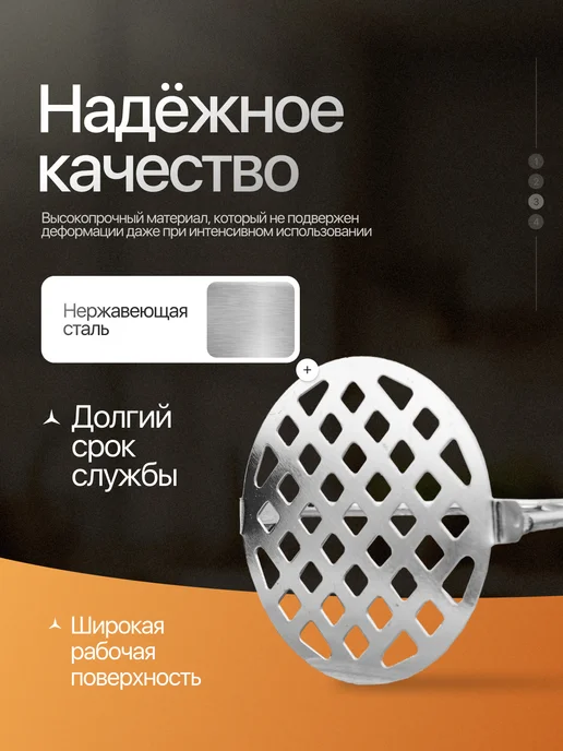 HomeFun Толкушка пресс для картофельного пюре, черный, фото 3