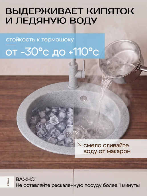 AV engineering Мойка для кухни каменная врезная раковина 50,5х50,5 см, золотой, фото 5