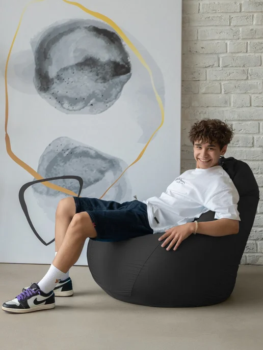 CoolPouf Комплект из 2 кресло мешков XXL дюспо, черный, фото 3