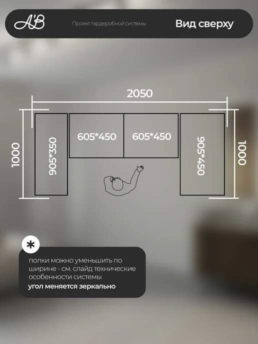 A'Belle Гардеробная система П-1000х2050х1000 (белый), 100х205х100 см, 1000x2050x1000, фото 2