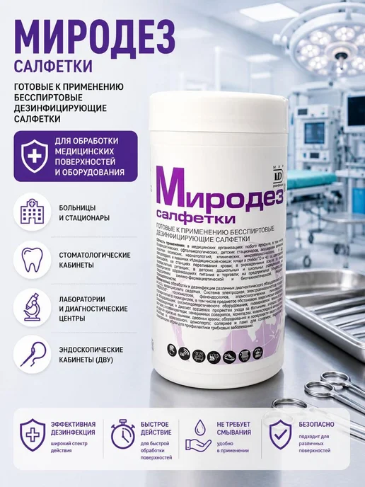 Дезинфицирующее средство Миродез спрей, 0,75 л, 60 шт, фото 2