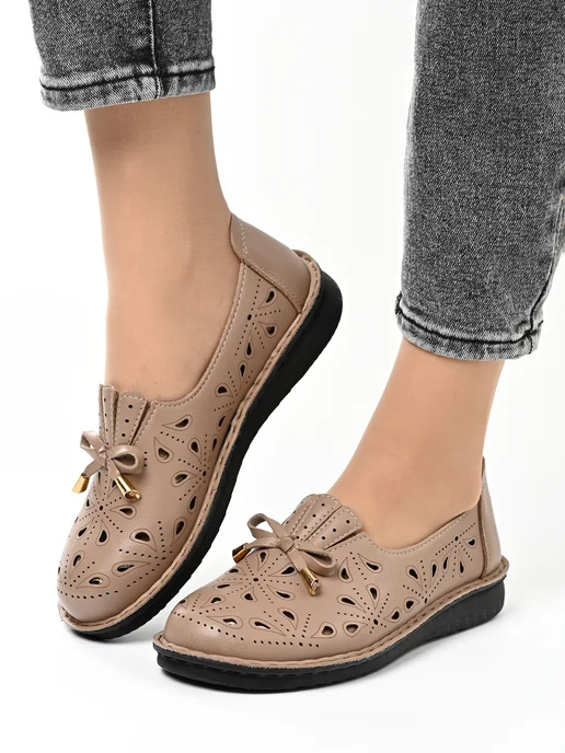 Letsgo Shoes Мокасины летние перфорация сквозная, коричневый, фото 2
