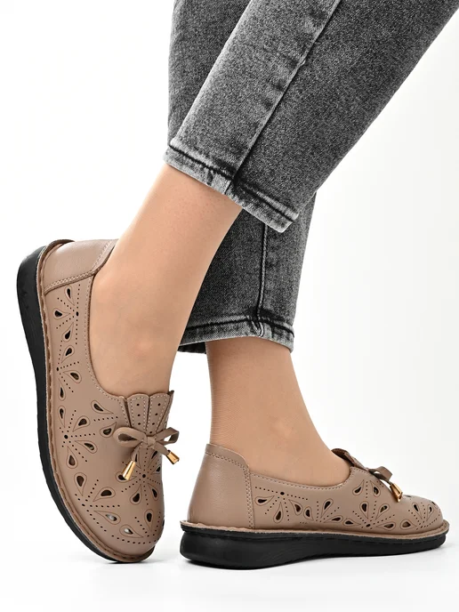 Letsgo Shoes Мокасины летние перфорация сквозная, коричневый, фото 3