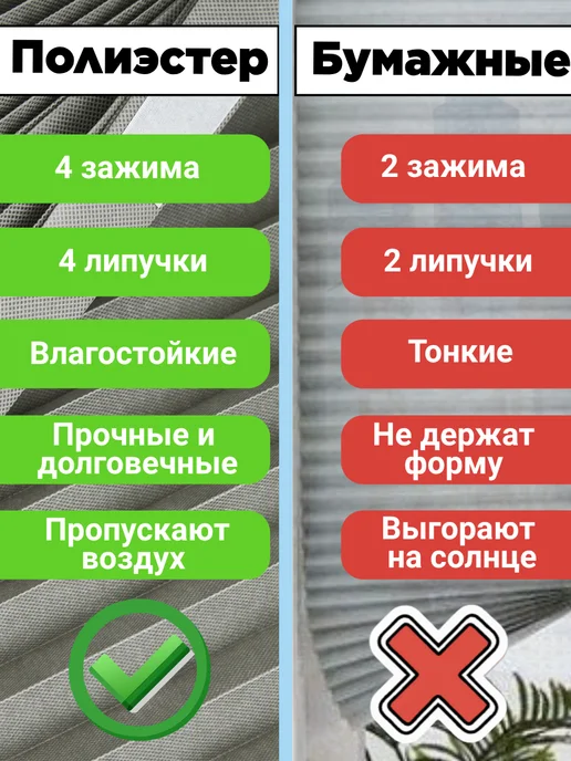 DecorLX Жалюзи плиссе самоклеящиеся на липучке без сверления, серый, в упаковке 174 г, фото 2
